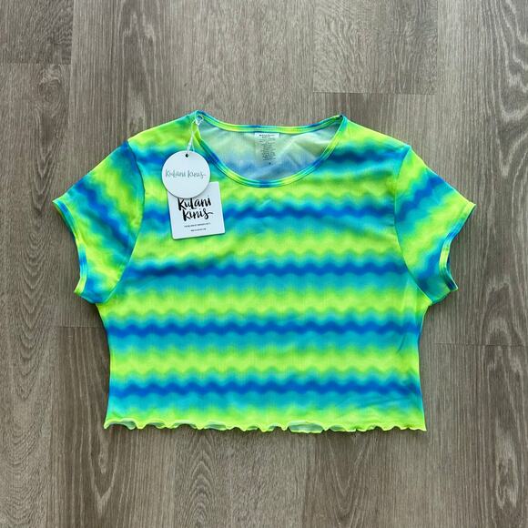 Kulani Kinis Mesh Cropped Tee Dolce Vita Print Mesh Top Size S NWT - Picture 7 of 11